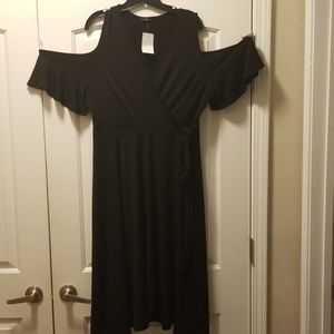 Macy's Faux Wrap Cold Shoulder Dress